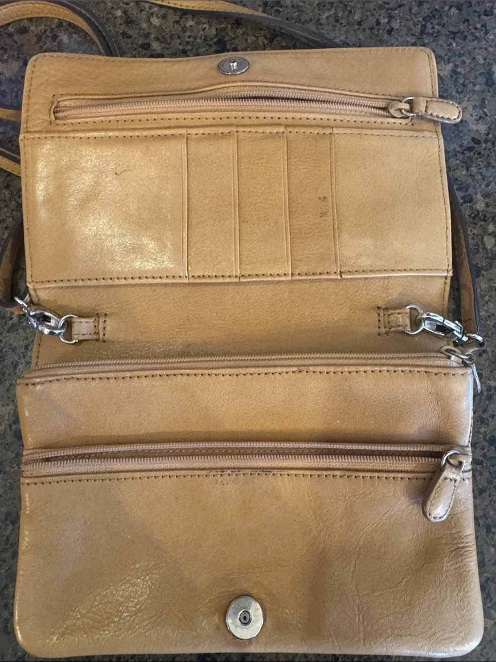 Brighton Camel light yellow  Crossbody with Embossed Floral Medallion sm purse